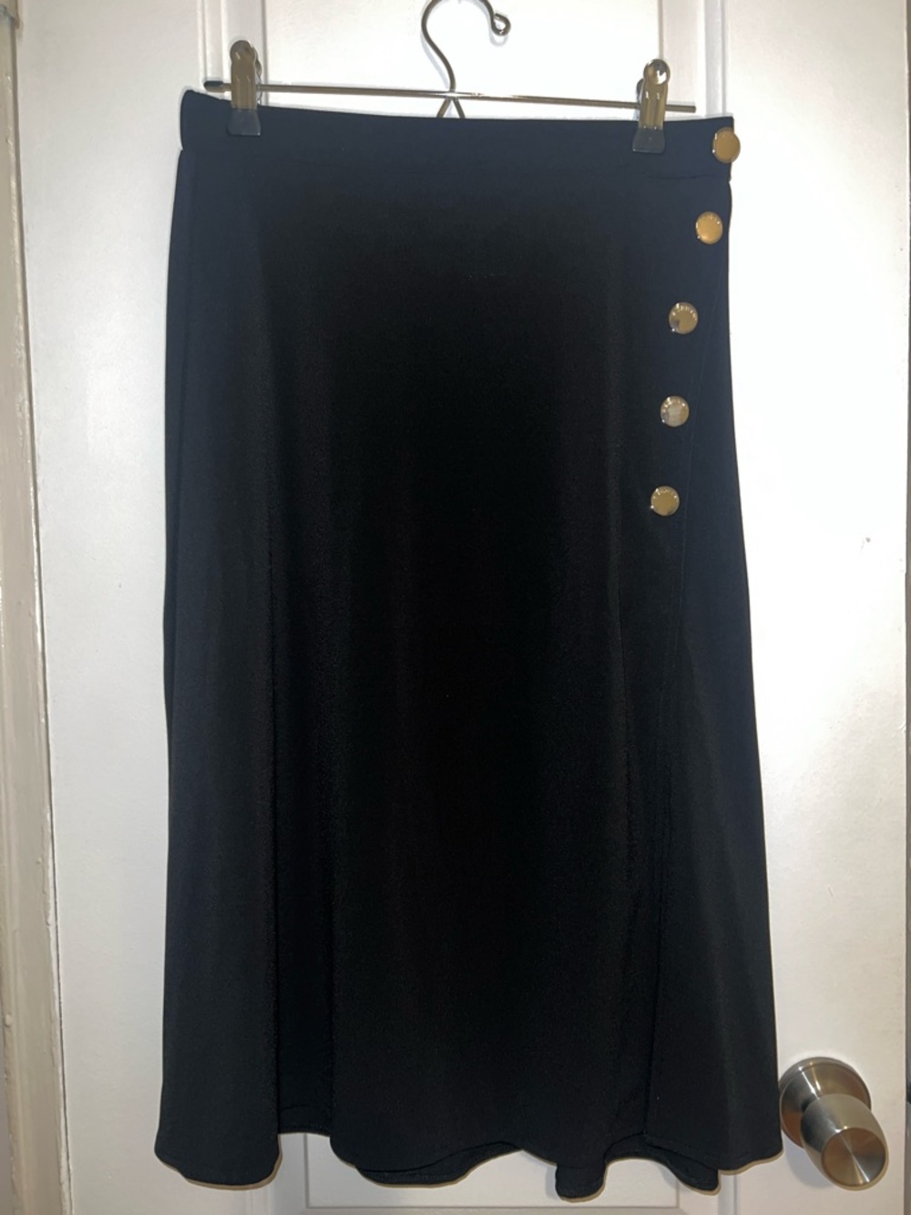 Tahari NWT Black A-Line Skirt with Silver Accent Buttons